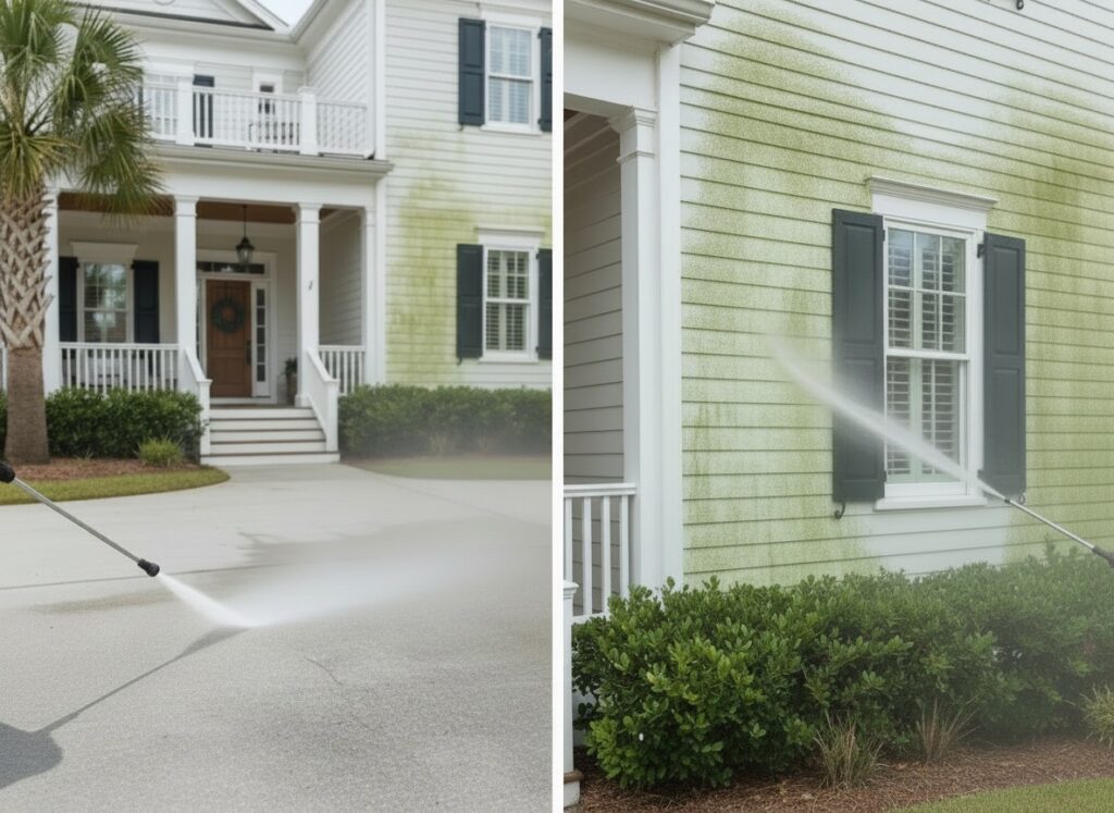 house washing vs Pressure Wash bluffton