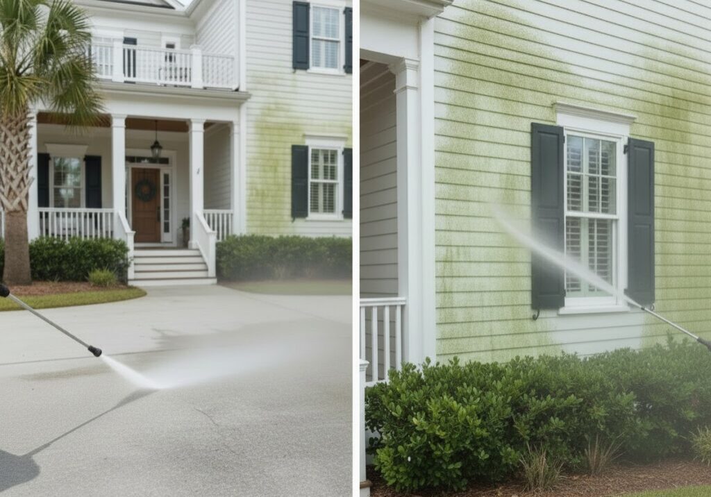house washing vs Pressure Wash bluffton