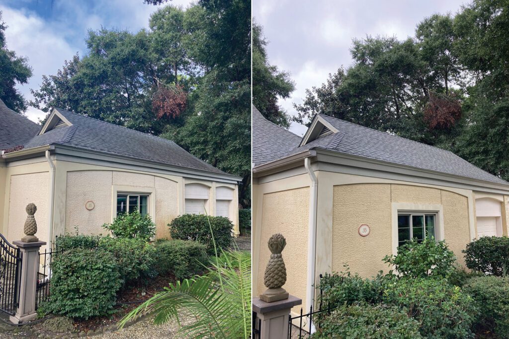 Soft wash roof cleaning results